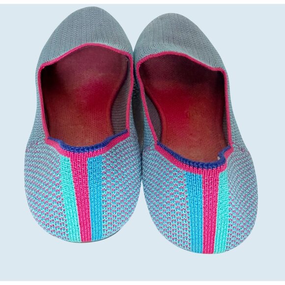 ROTHY'S Bluebell Triple Stitch Loafer Baby Blue Pink Slip On Size 10 - Picture 5 of 8